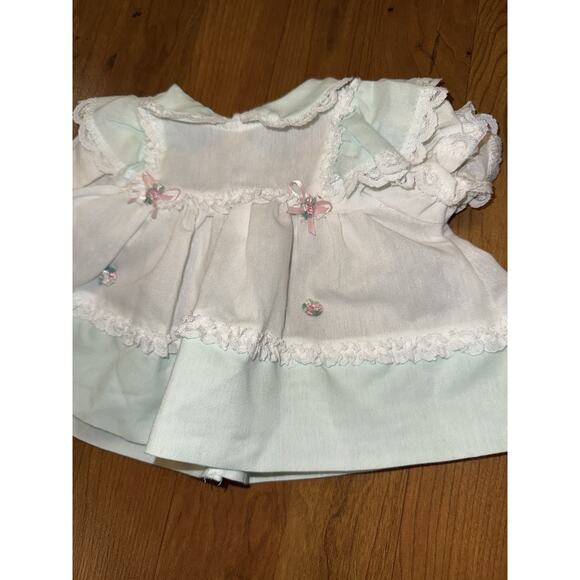 Vintage Little Precious Infant Girl Green White Lace Dress Size Preemie - Picture 2 of 4